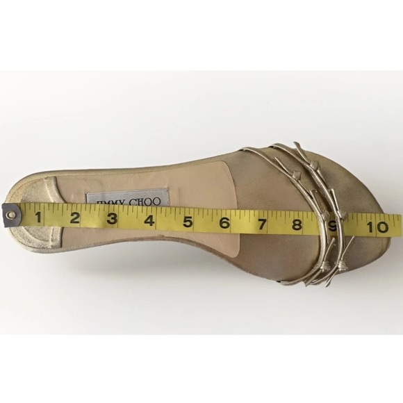 JIMMY CHOO GOLD FLAT LEATHER STRAPPY KNOT SLIDE SANDALS 41 EU - Picture 10 of 10